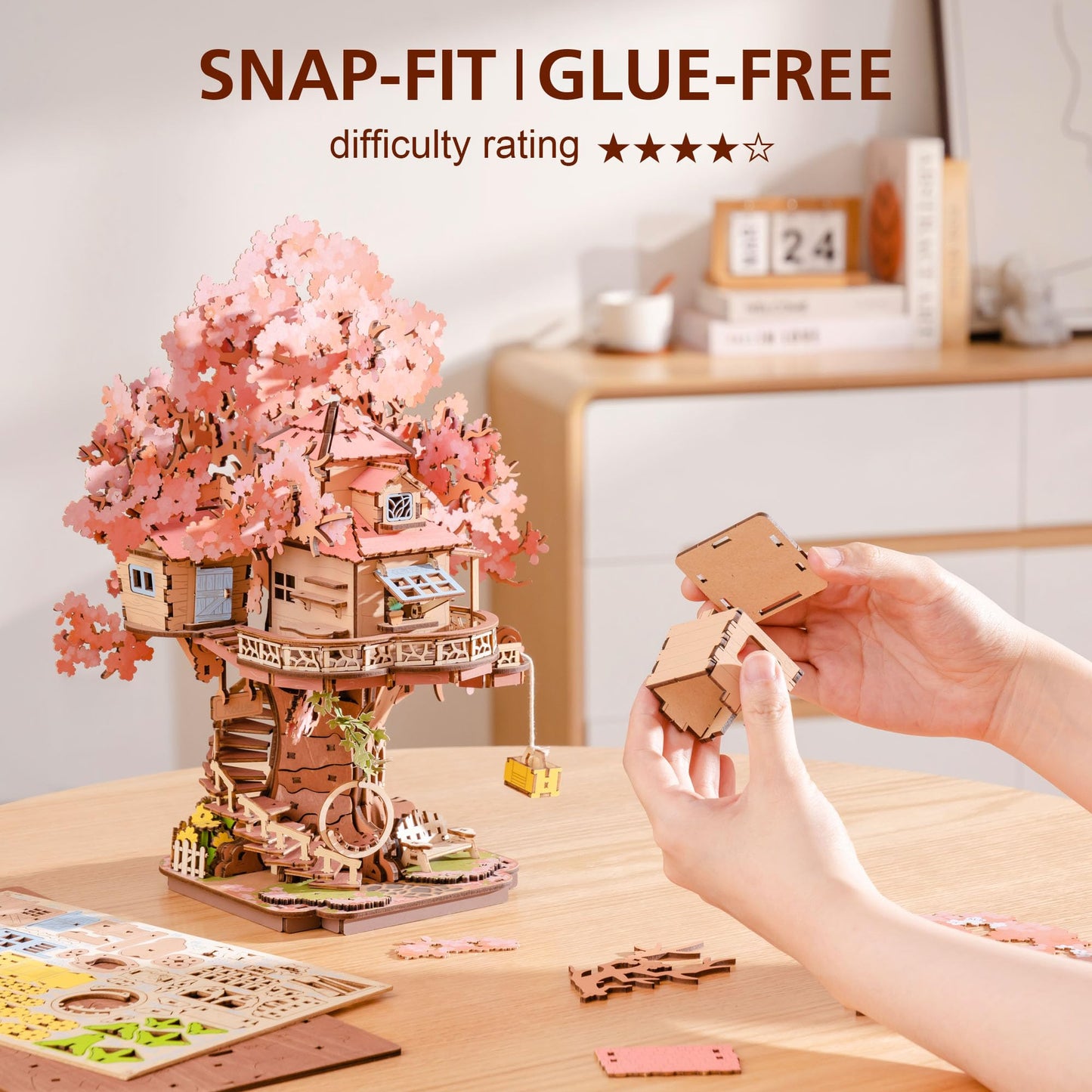 Rolife Cherry Blossom Bonsai Tree 3D Puzzle – 535 Pieces for Adults | Home Decor & Gift