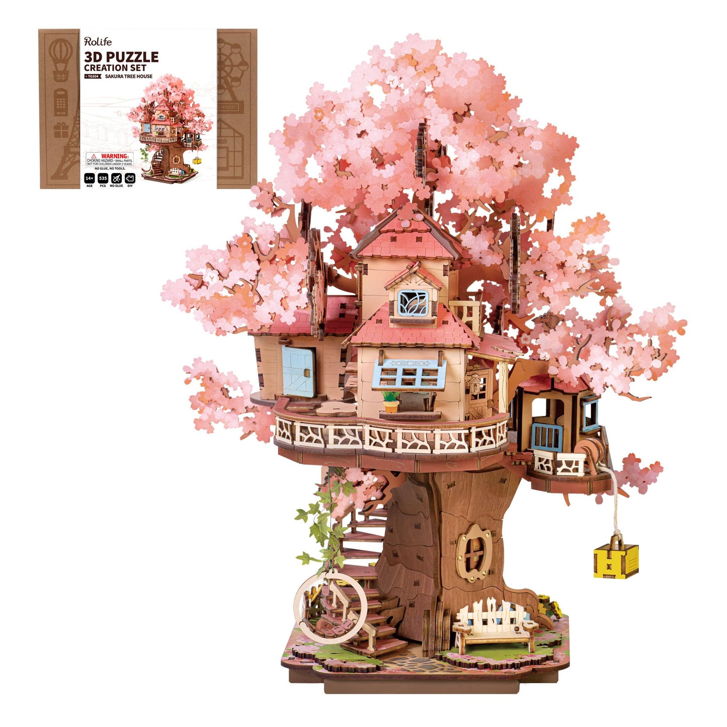 Rolife Cherry Blossom Bonsai Tree 3D Puzzle – 535 Pieces for Adults | Home Decor & Gift
