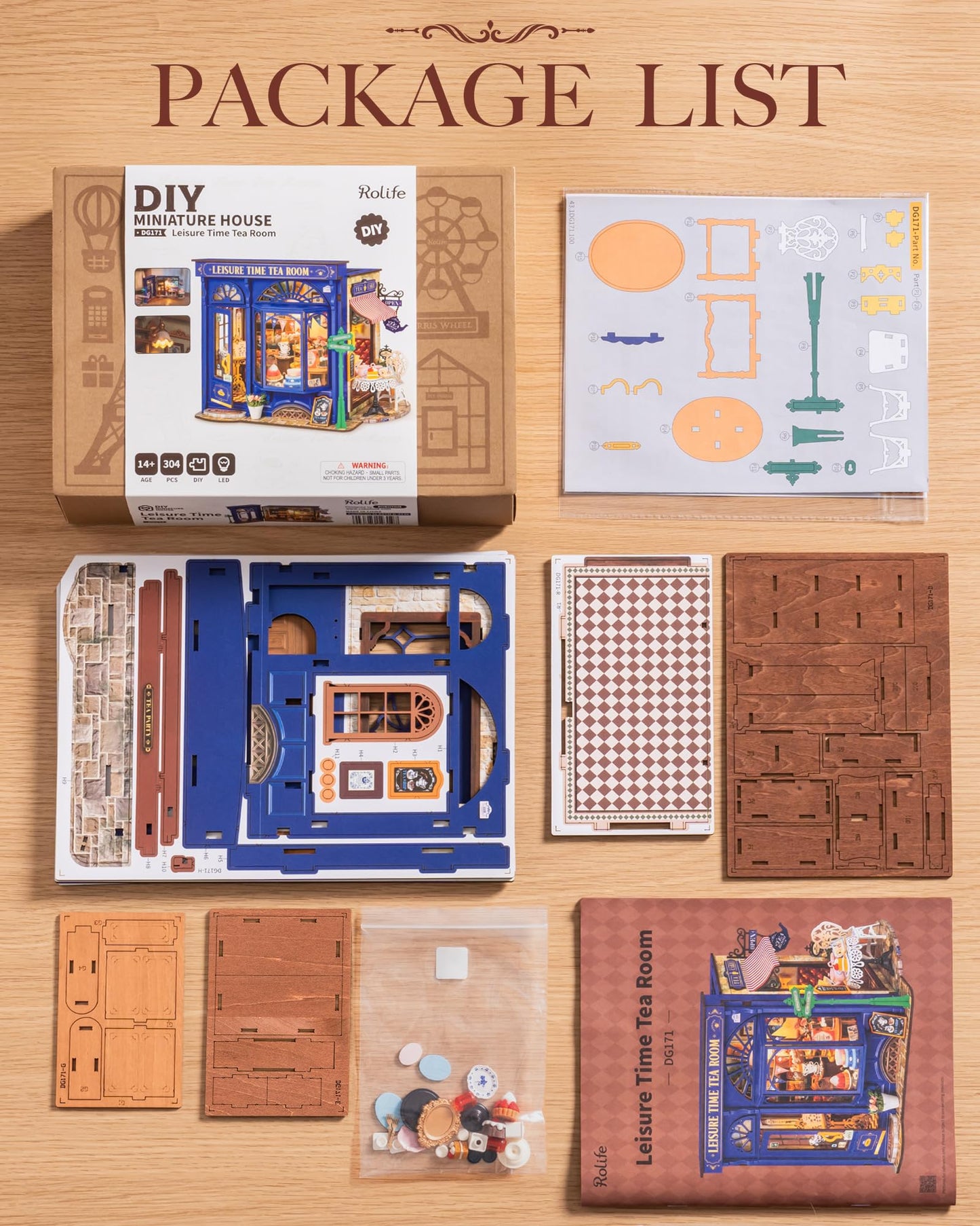 Rolife Leisure Tea Time DIY Miniature House Kit – Openable Book Nook for Adults
