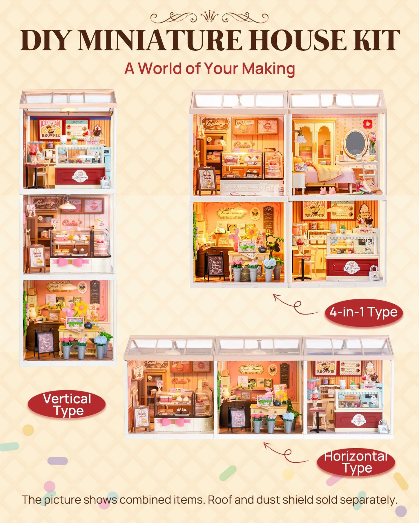 Rolife Super Creator Series: DIY Mini Ice Cream Store Dollhouse Kit for Creative Display