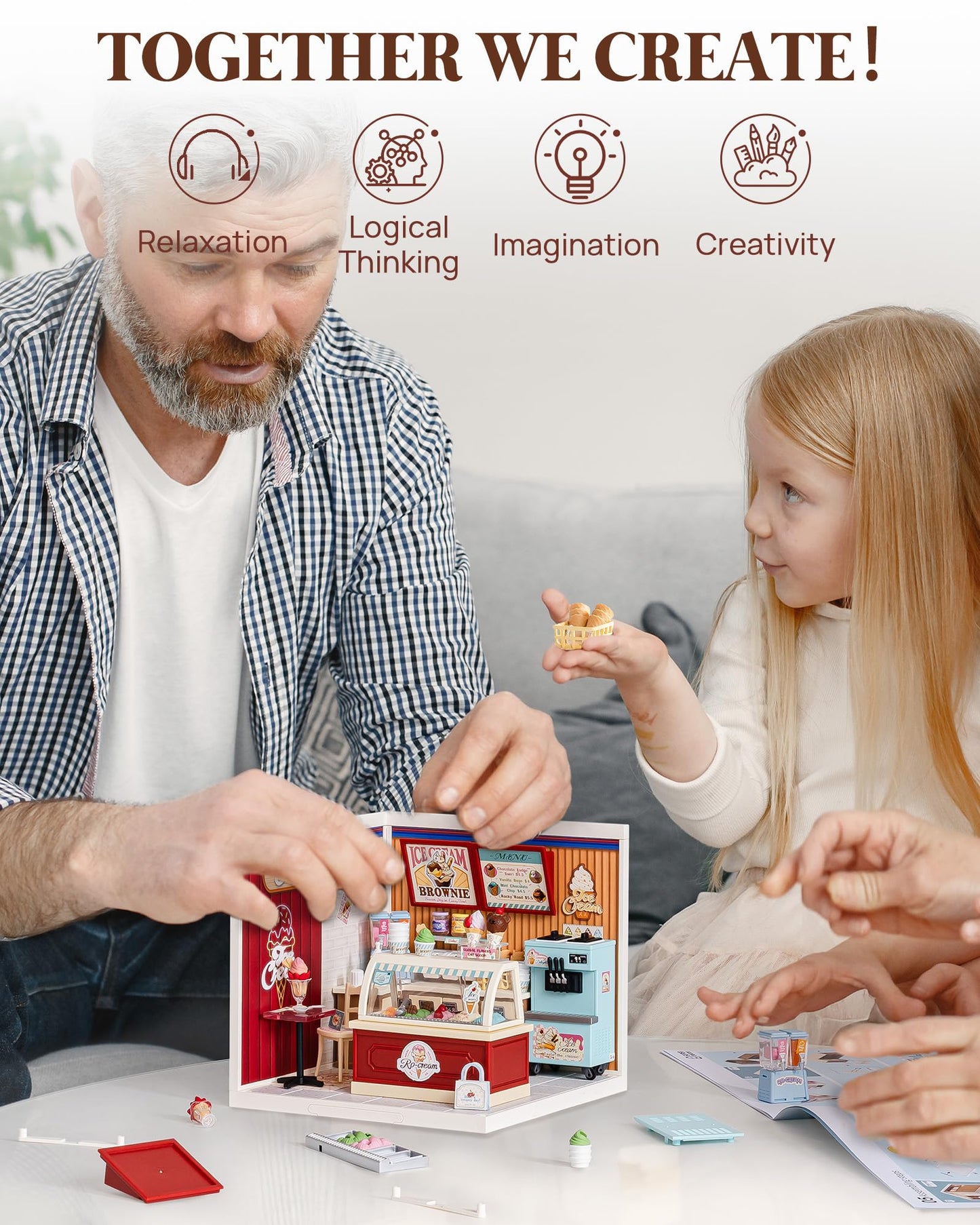 Rolife Super Creator Series: DIY Mini Ice Cream Store Dollhouse Kit for Creative Display