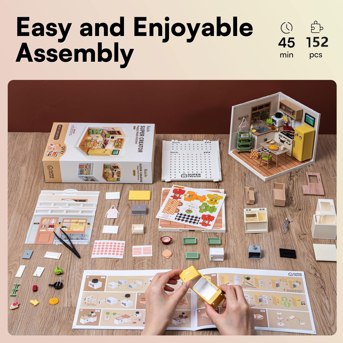 Rolife DIY Miniature Kitchen Build Set with LED | Interconnectable Diorama Kit