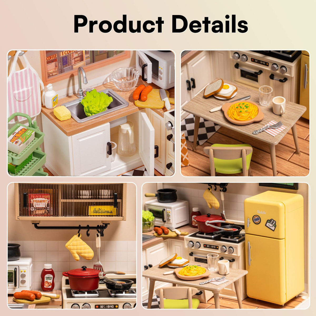 Rolife DIY Miniature Kitchen Build Set with LED | Interconnectable Diorama Kit