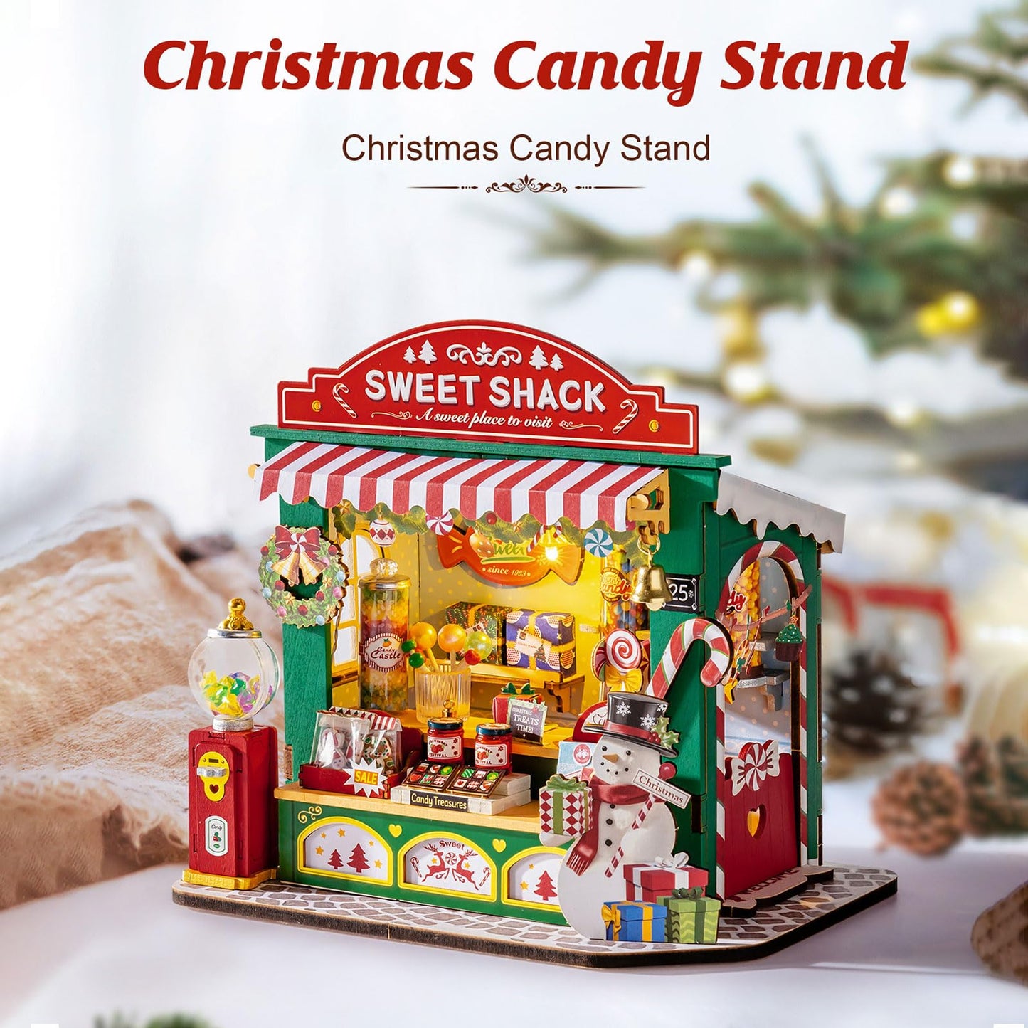 Rolife DIY Miniature Christmas Candy Stand Kit – 170Pcs for Adults & Family