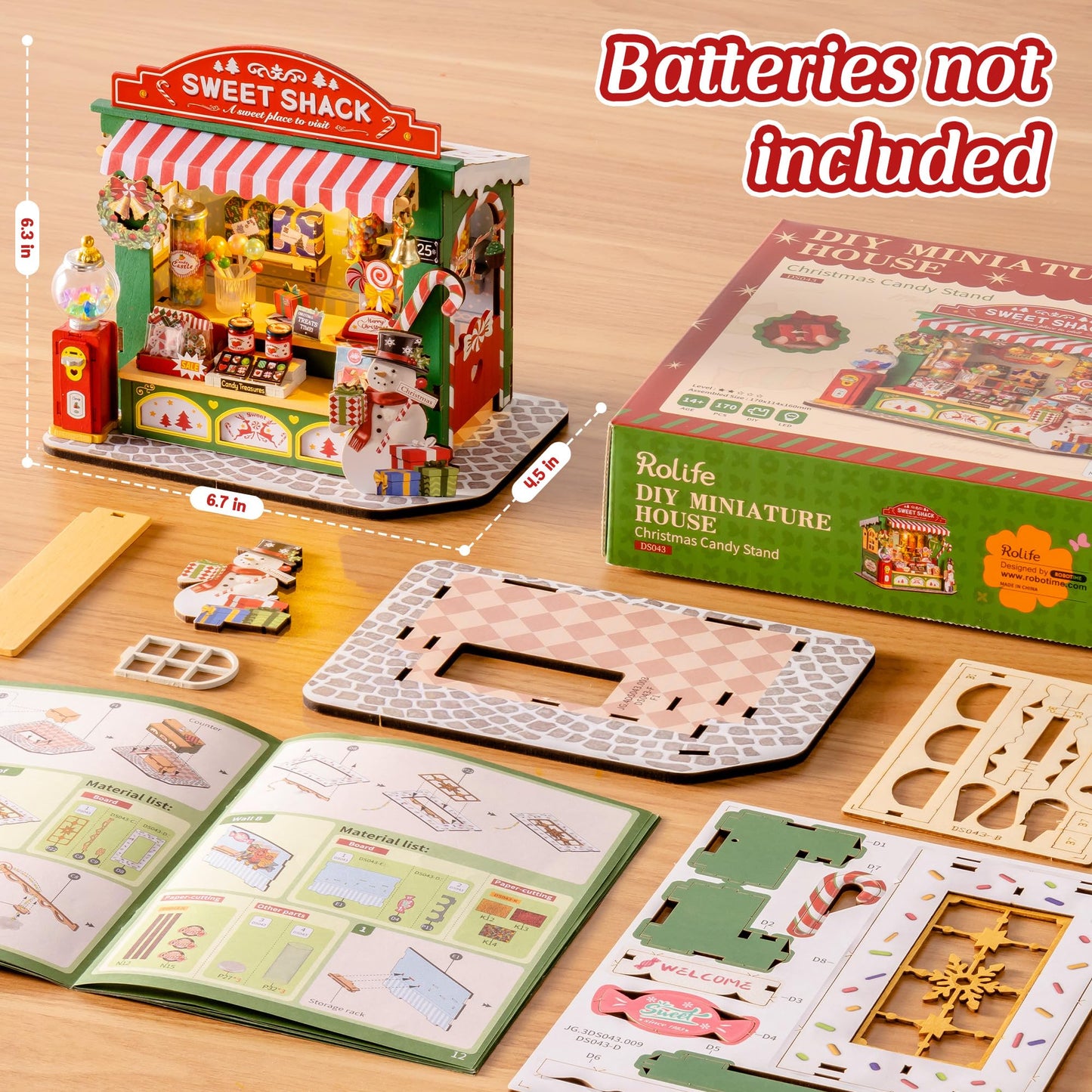 Rolife DIY Miniature Christmas Candy Stand Kit – 170Pcs for Adults & Family