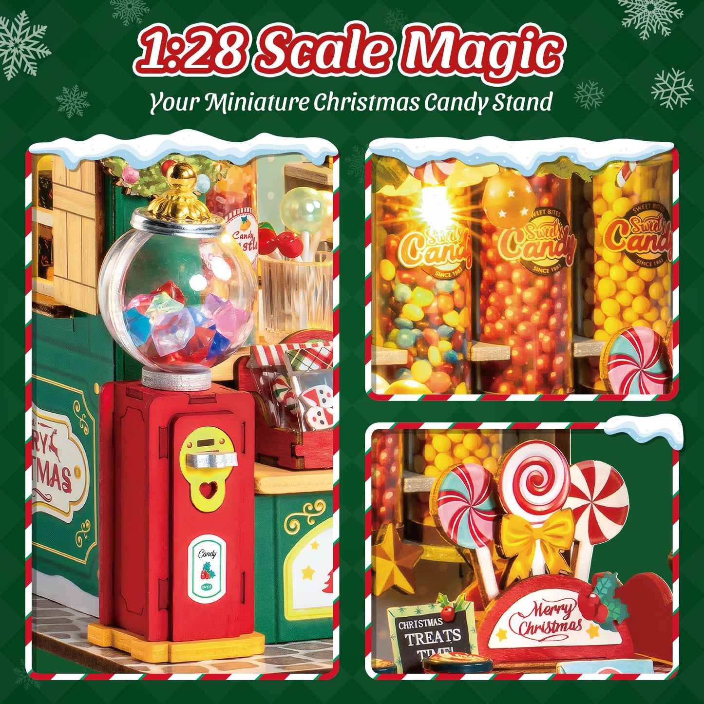 Rolife DIY Miniature Christmas Candy Stand Kit – 170Pcs for Adults & Family