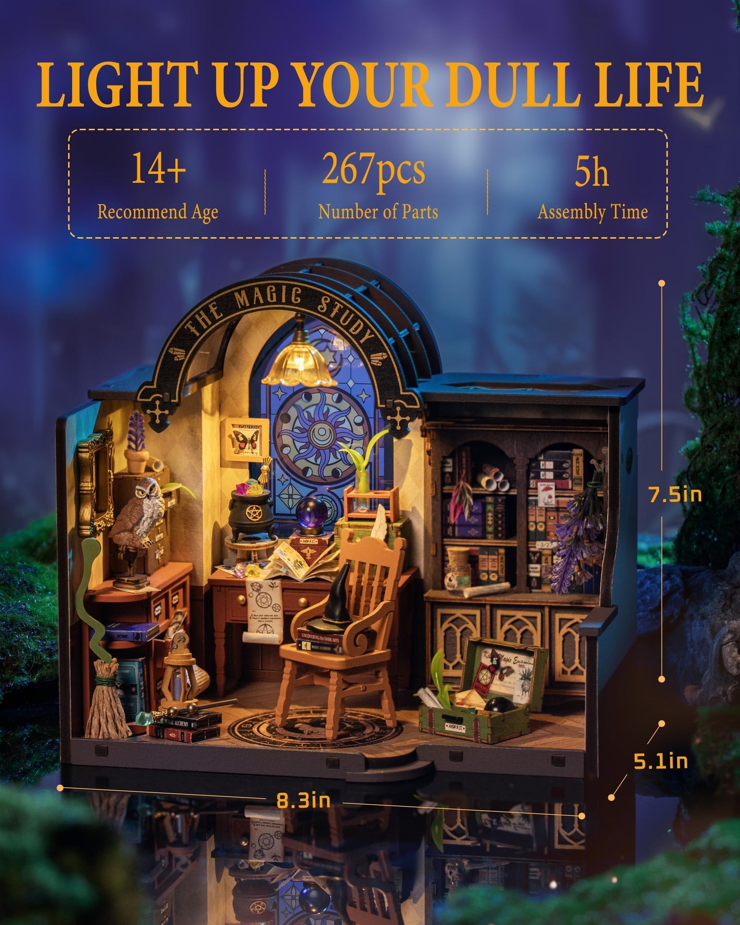 Rolife DIY Miniature House Kit — 267-Piece Dollhouse with LED Lights