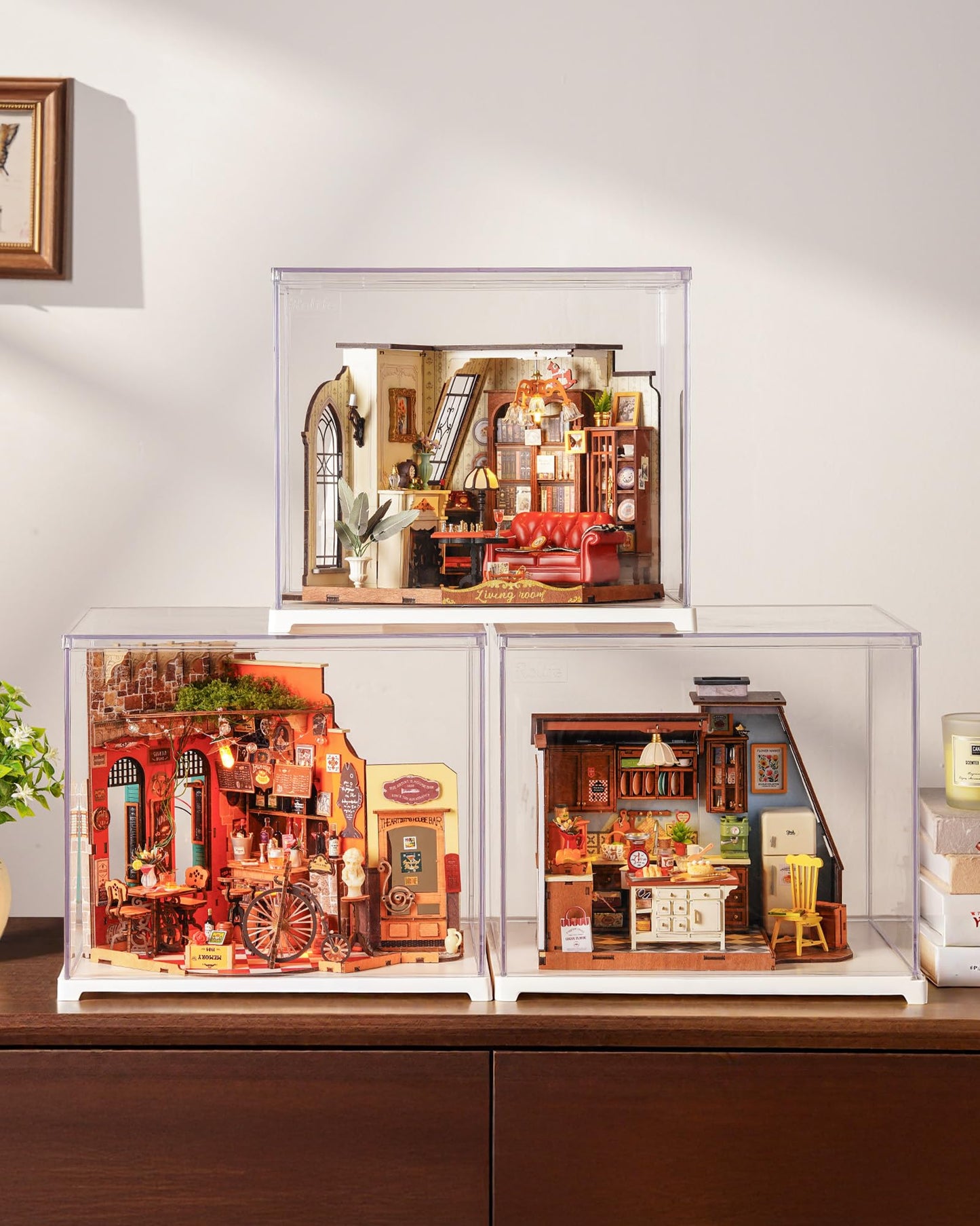 Rolife DIY Miniature House Kit for Adults – Mini Wooden Dollhouse with LED Lighting (Catherine's Living Room)