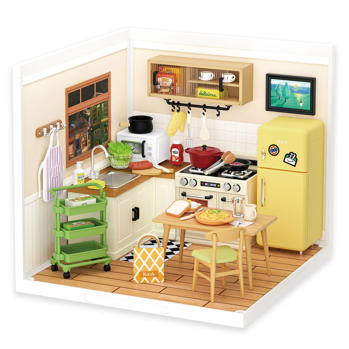 Rolife DIY Miniature Kitchen Build Set with LED | Interconnectable Diorama Kit