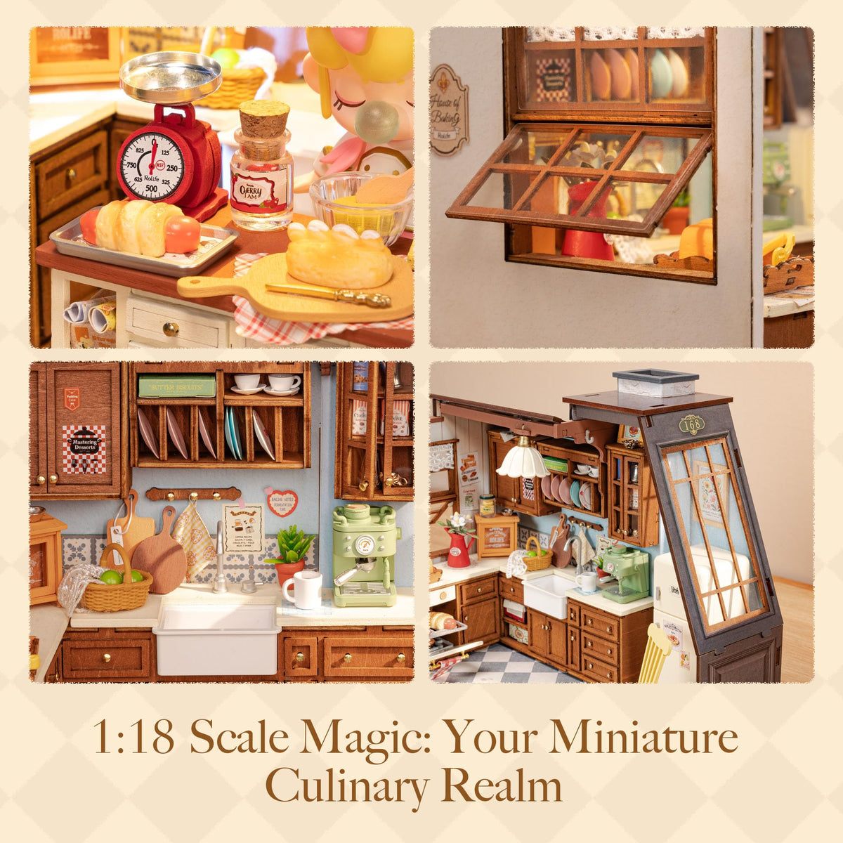 Rolife DIY Miniature House Kit for Adults – Tiny Wooden Dollhouse with European Kitchen
