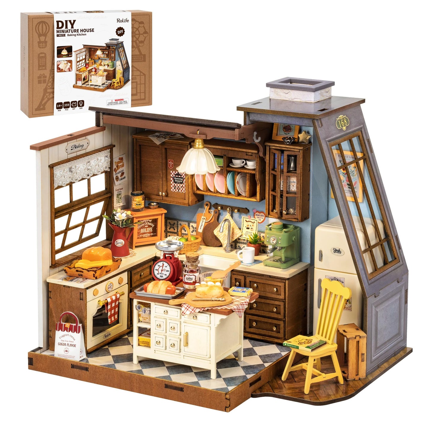 Rolife DIY Miniature House Kit for Adults – Tiny Wooden Dollhouse with European Kitchen