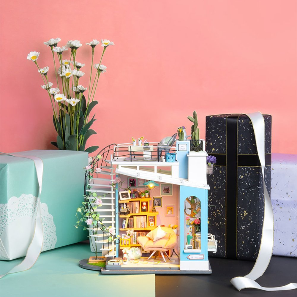 Rolife Dora's Loft DIY Miniature Dollhouse Kit – Duplex Loft Model Building Set