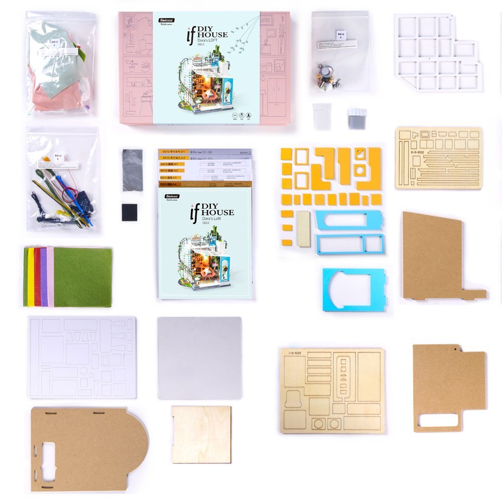 Rolife Dora's Loft DIY Miniature Dollhouse Kit – Duplex Loft Model Building Set