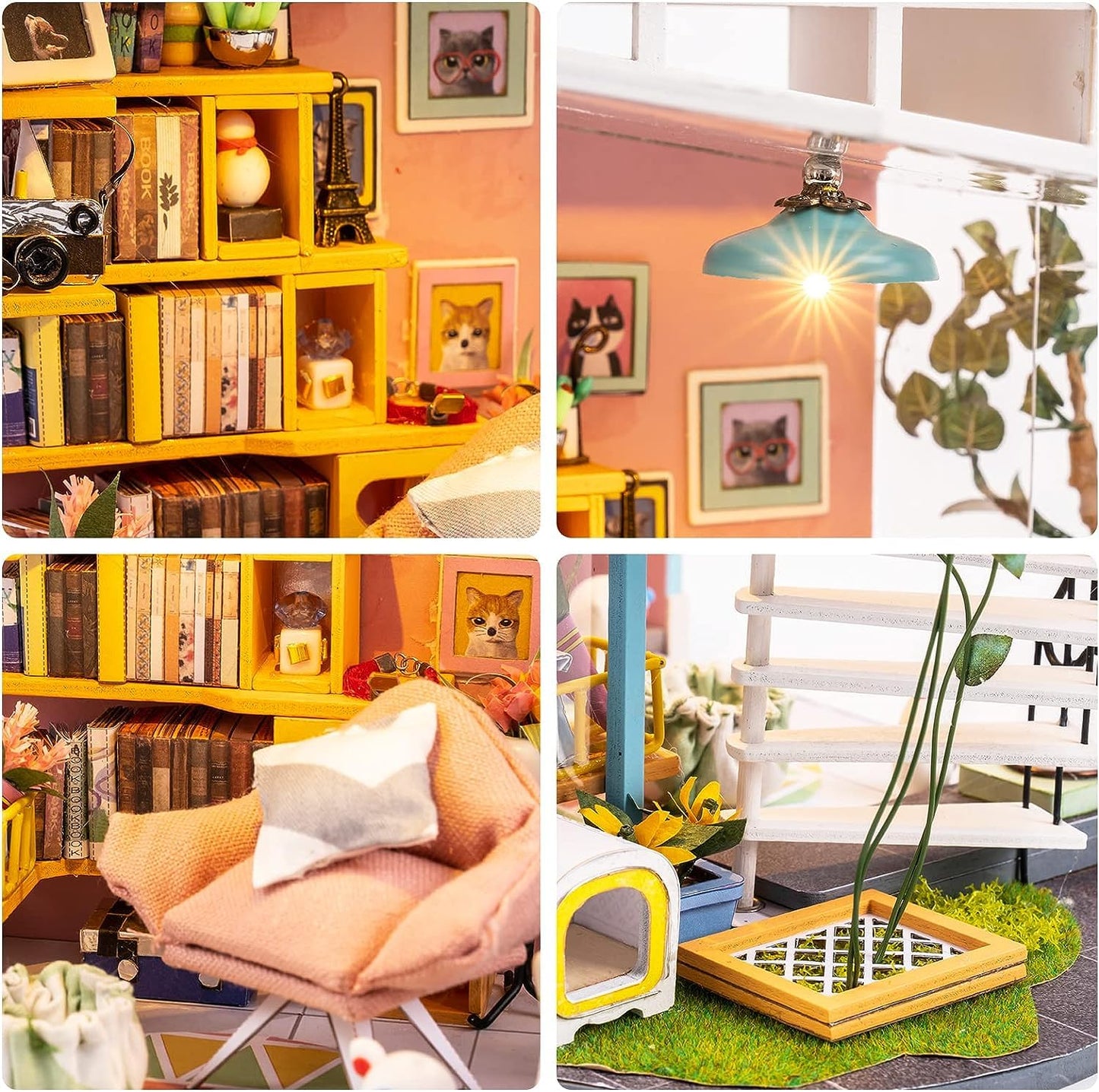 Rolife Dora's Rooftop Dollhouse Kit – 1:24 DIY Miniature with Furniture & Decor