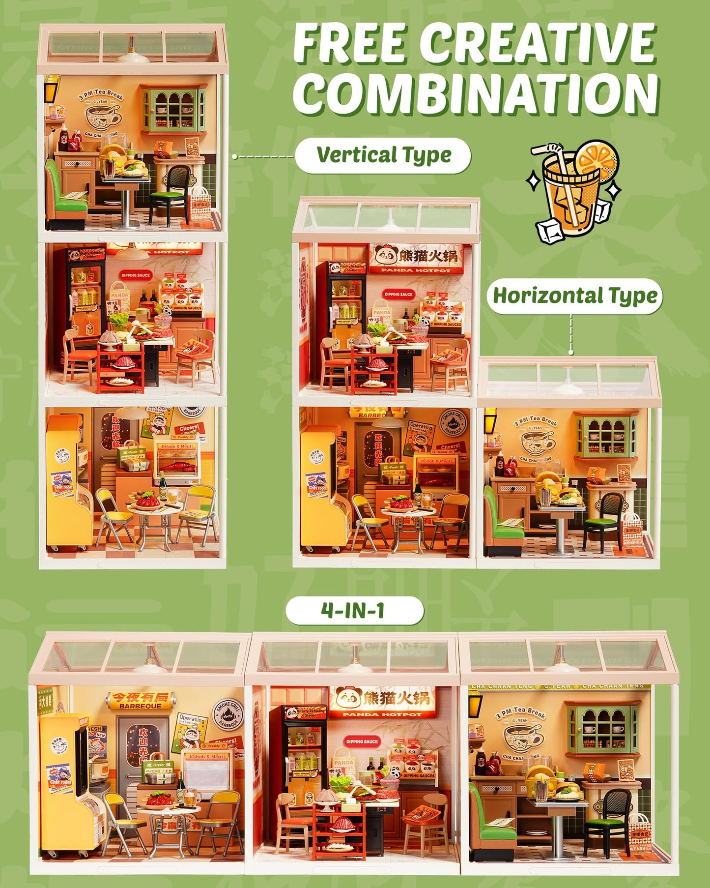 Rolife Super Creator Series: DIY Hong Kong Bites Cafe Dollhouse Kit for Mini Scenery & Collectibles