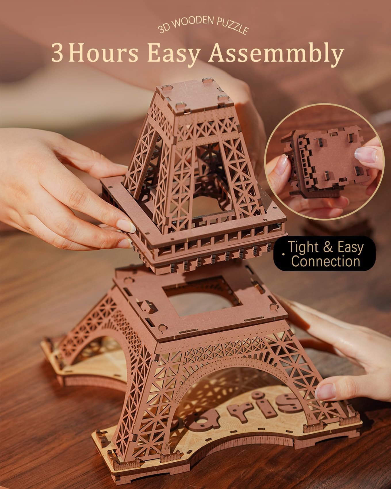 Rolife 3D Eiffel Tower Puzzle for Adults with LED Lights | Large Paris Architecture Kit
