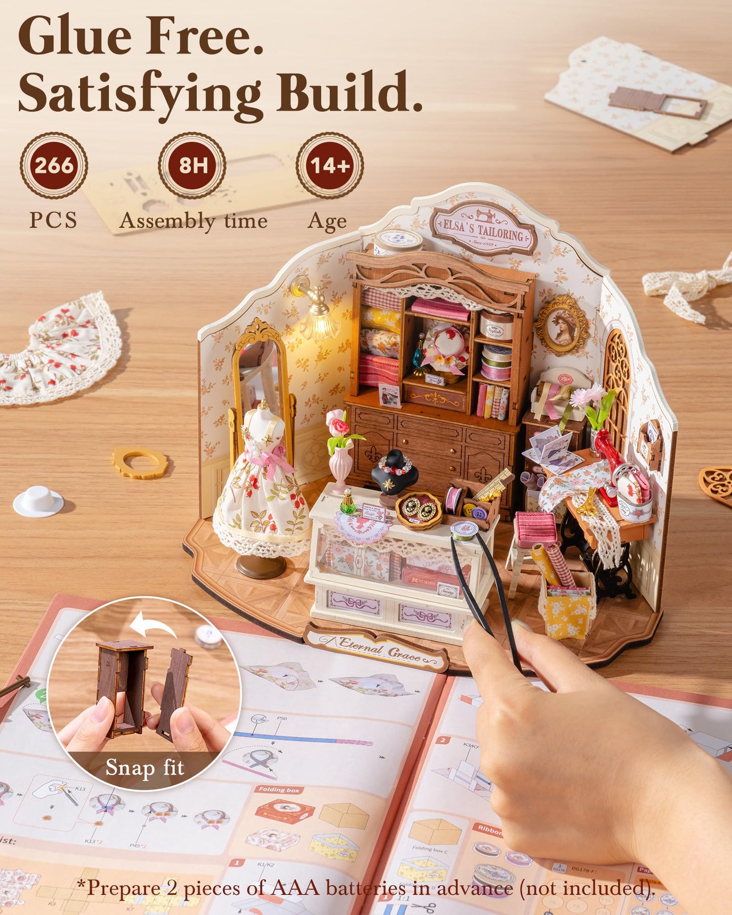 Rolife Elsa's Tailoring 1:18 Miniature House Kit | DIY Dollhouse Diorama by Rolife