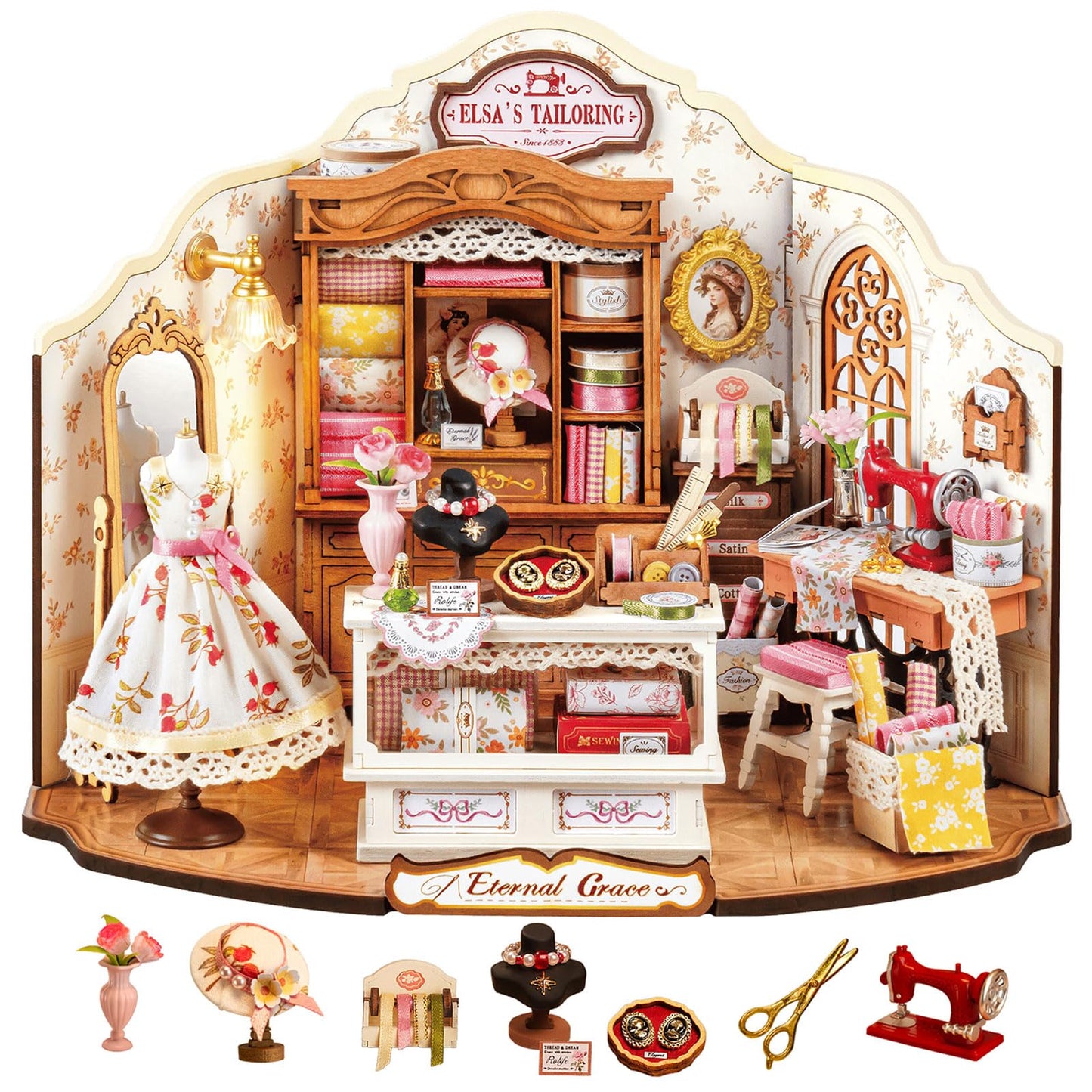 Rolife Elsa's Tailoring 1:18 Miniature House Kit | DIY Dollhouse Diorama by Rolife