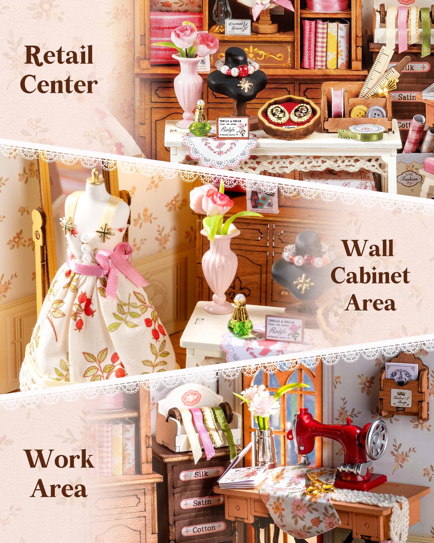 Rolife Elsa's Tailoring Miniature House Kit – DIY Dollhouse for Adults