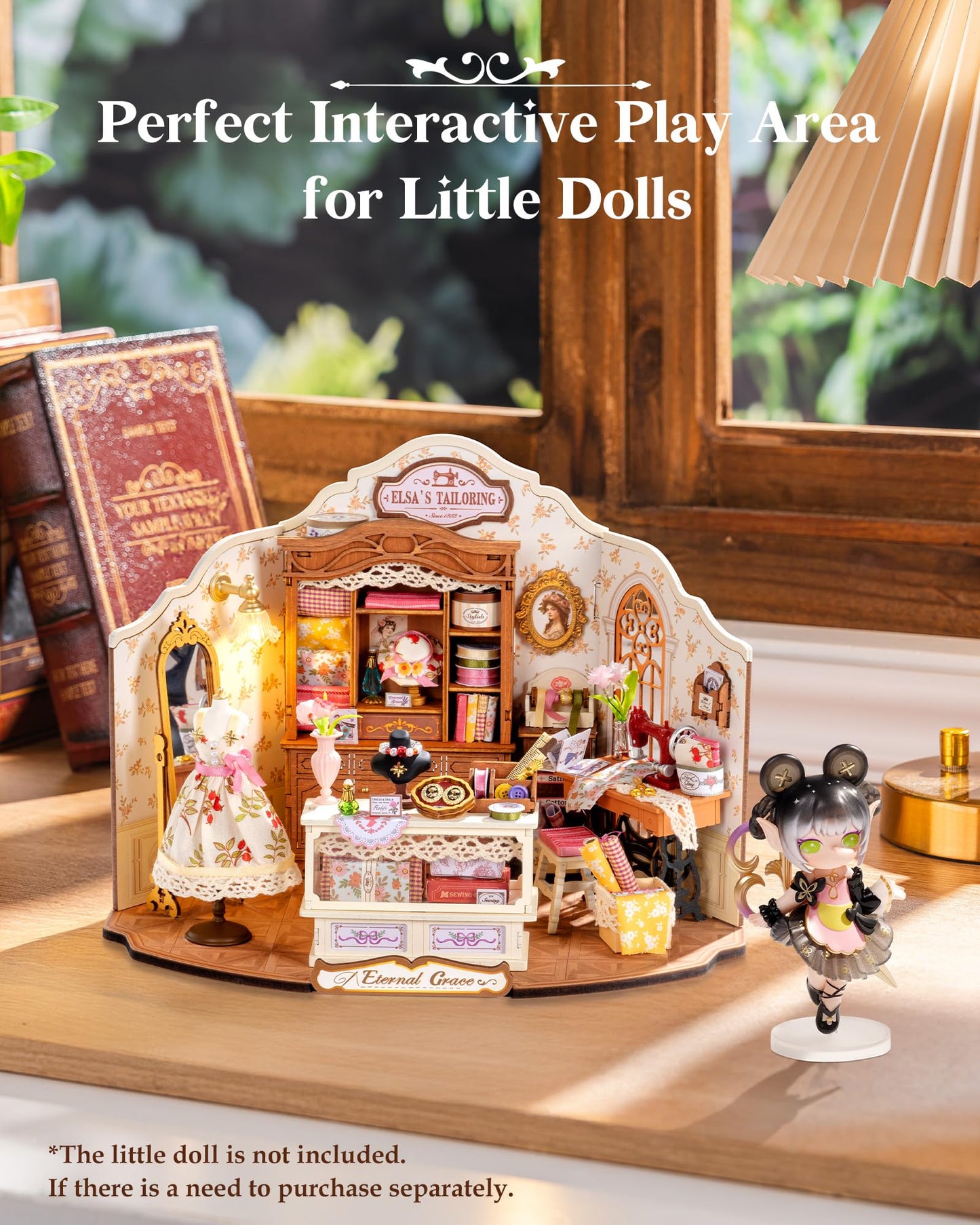 Rolife Elsa's Tailoring Miniature House Kit – DIY Dollhouse for Adults