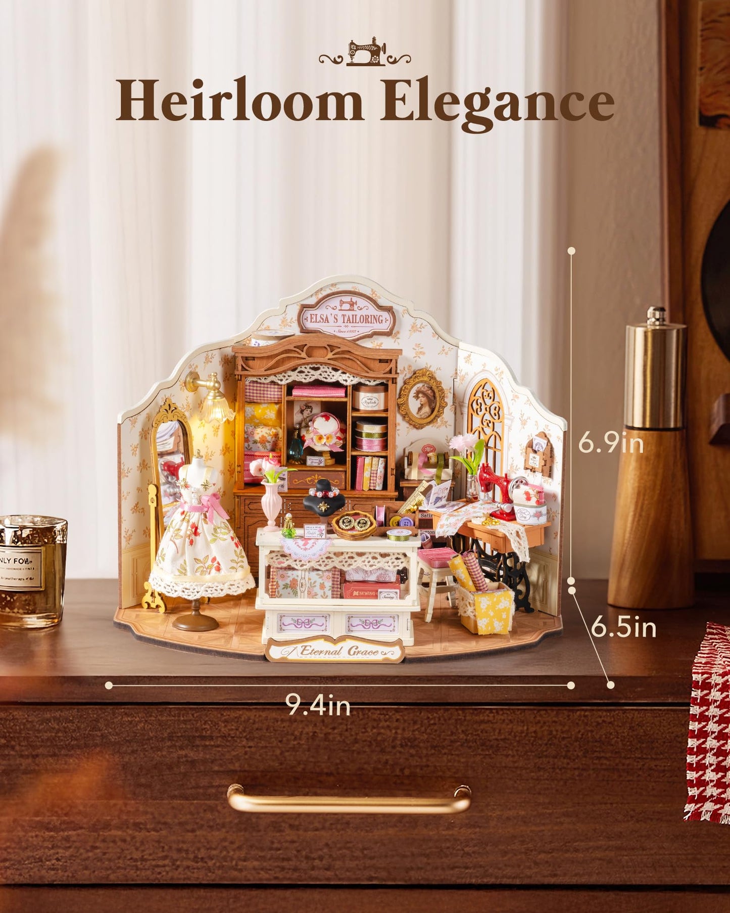 Rolife Elsa's Tailoring 1:18 Miniature House Kit | DIY Dollhouse Diorama by Rolife