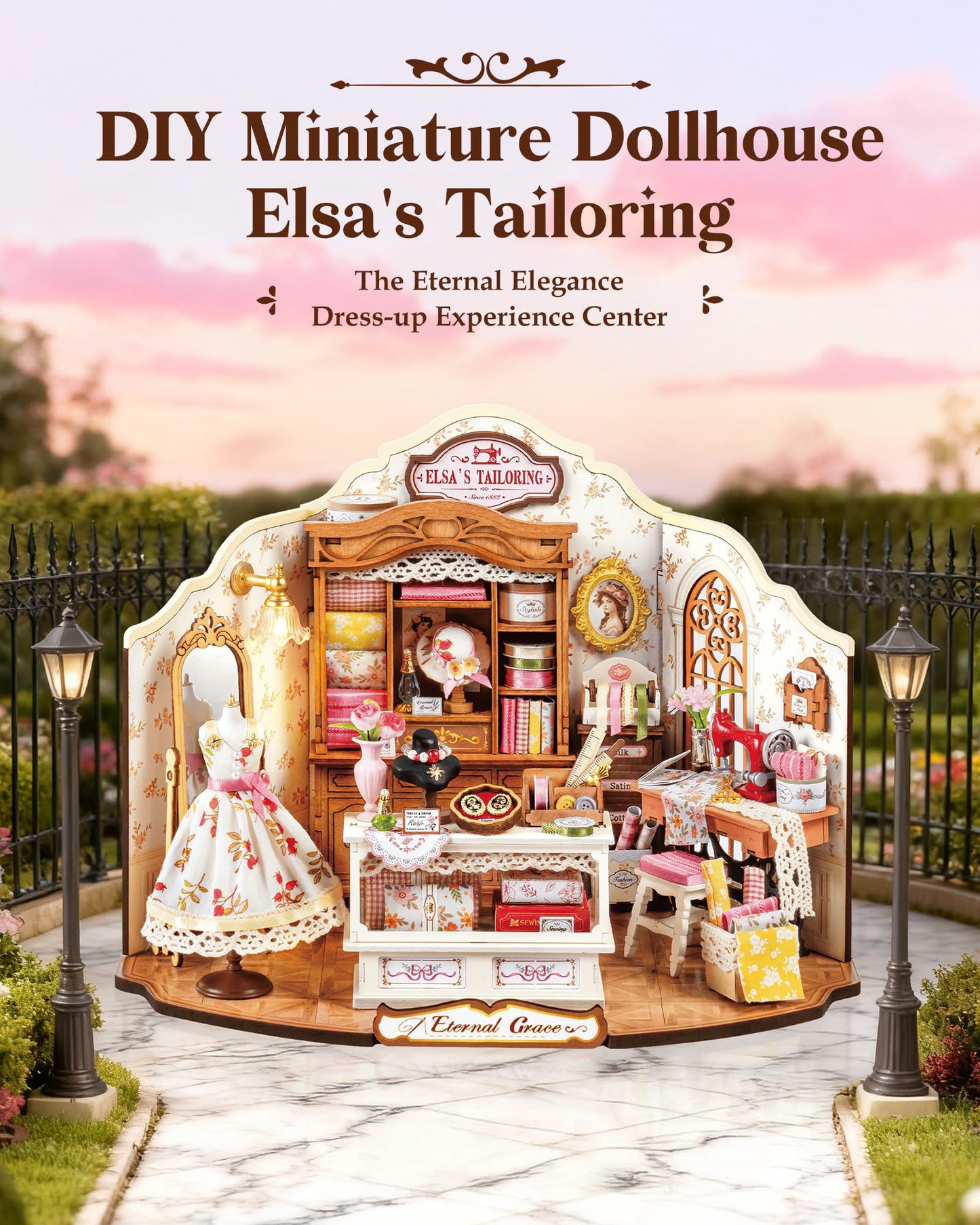 Rolife Elsa's Tailoring Miniature House Kit – DIY Dollhouse for Adults