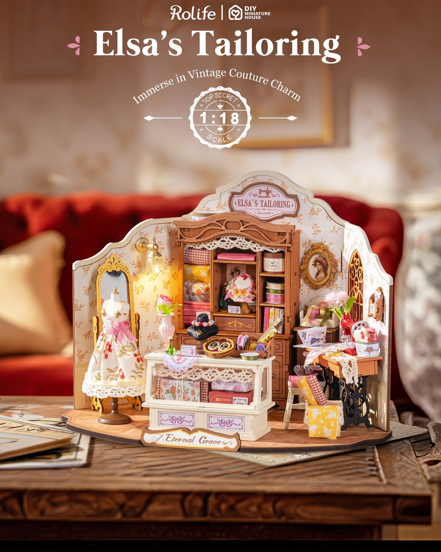 Rolife Elsa's Tailoring 1:18 Miniature House Kit | DIY Dollhouse Diorama by Rolife