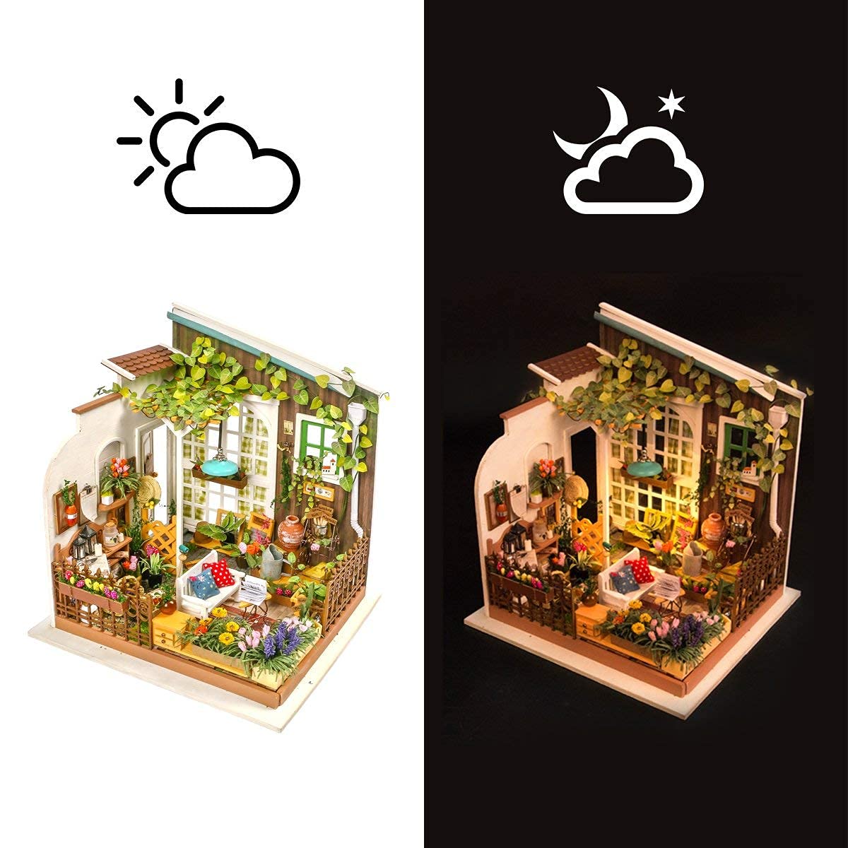 Rolife Dollhouse DIY Miniature Garden House with LED – Model Building Kit