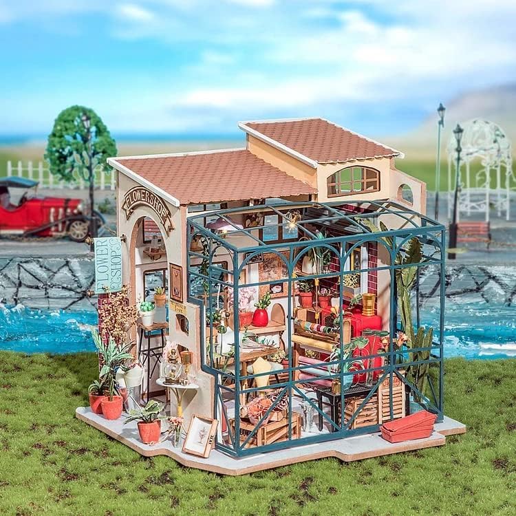 Rolife DIY Miniature Flower Shop Kit – Emily's Flower Shop, 1/24 Scale Dollhouse