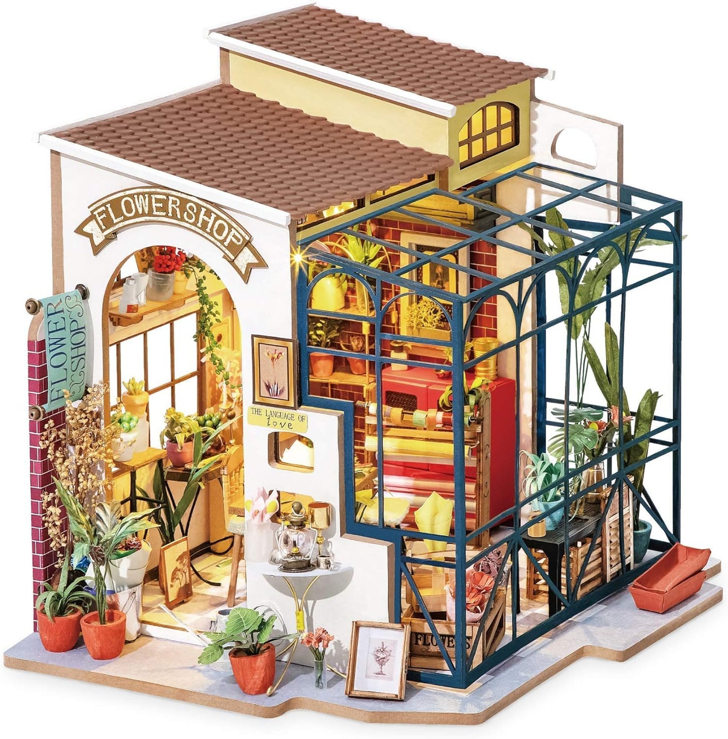 Rolife DIY Miniature Flower Shop Kit – Emily's Flower Shop, 1/24 Scale Dollhouse