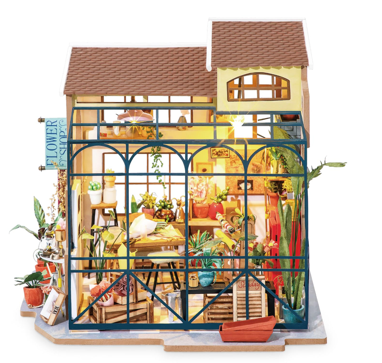 Rolife DIY Miniature Flower Shop Kit – Emily's Flower Shop, 1/24 Scale Dollhouse