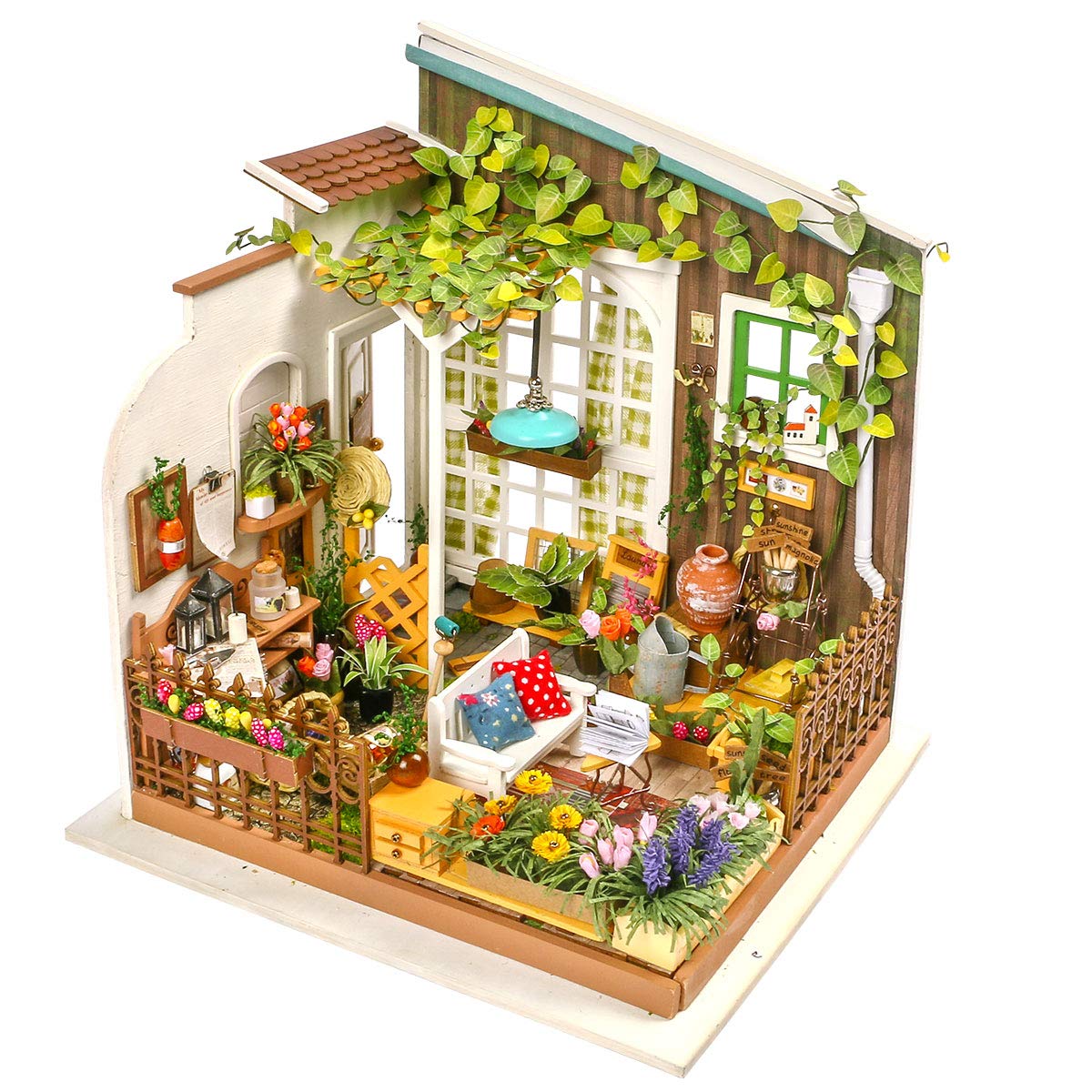 Rolife Dollhouse DIY Miniature Garden House with LED – Model Building Kit