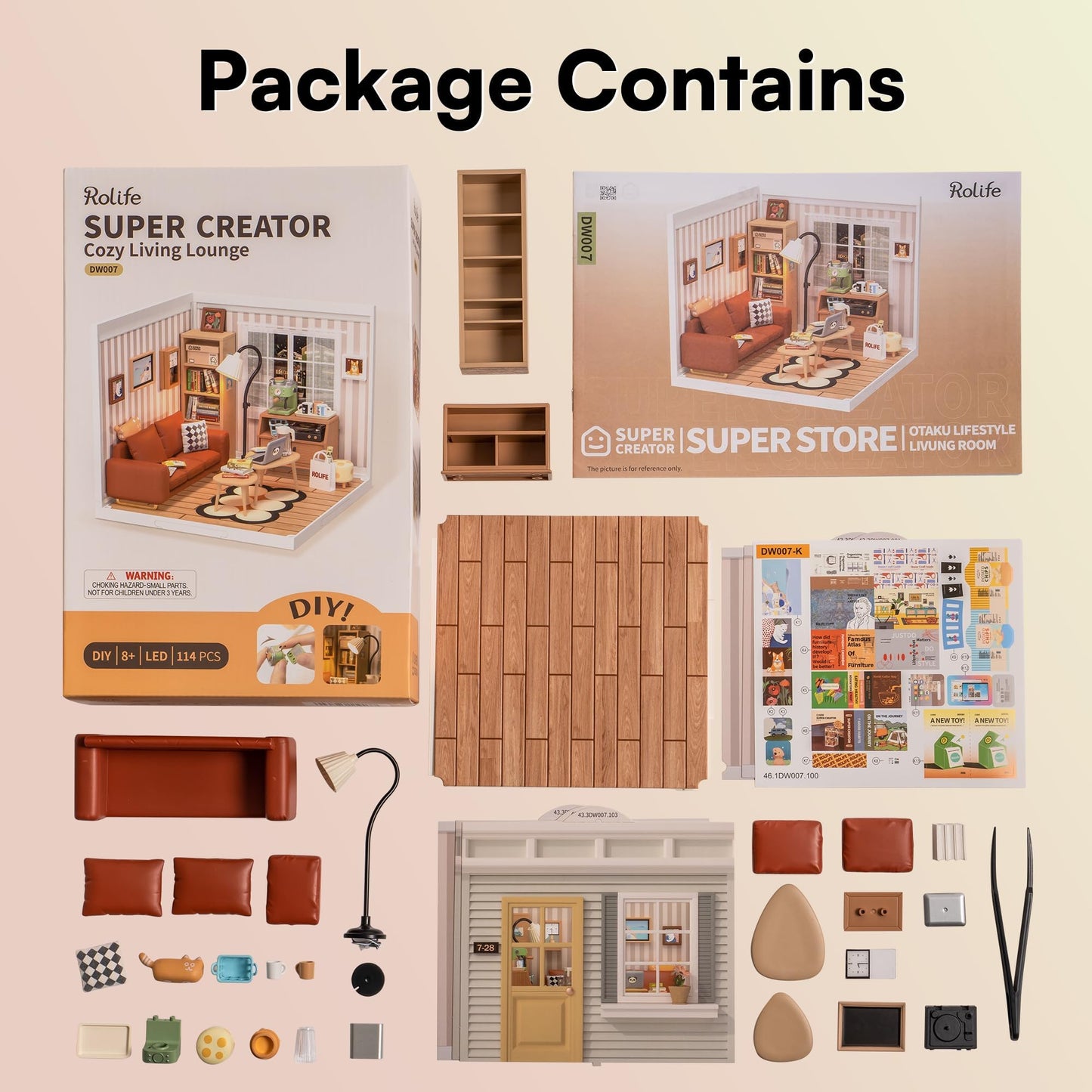 Rolife LED Building Blocks for Adults – 1:24 Miniature House Kits with LED Lighting