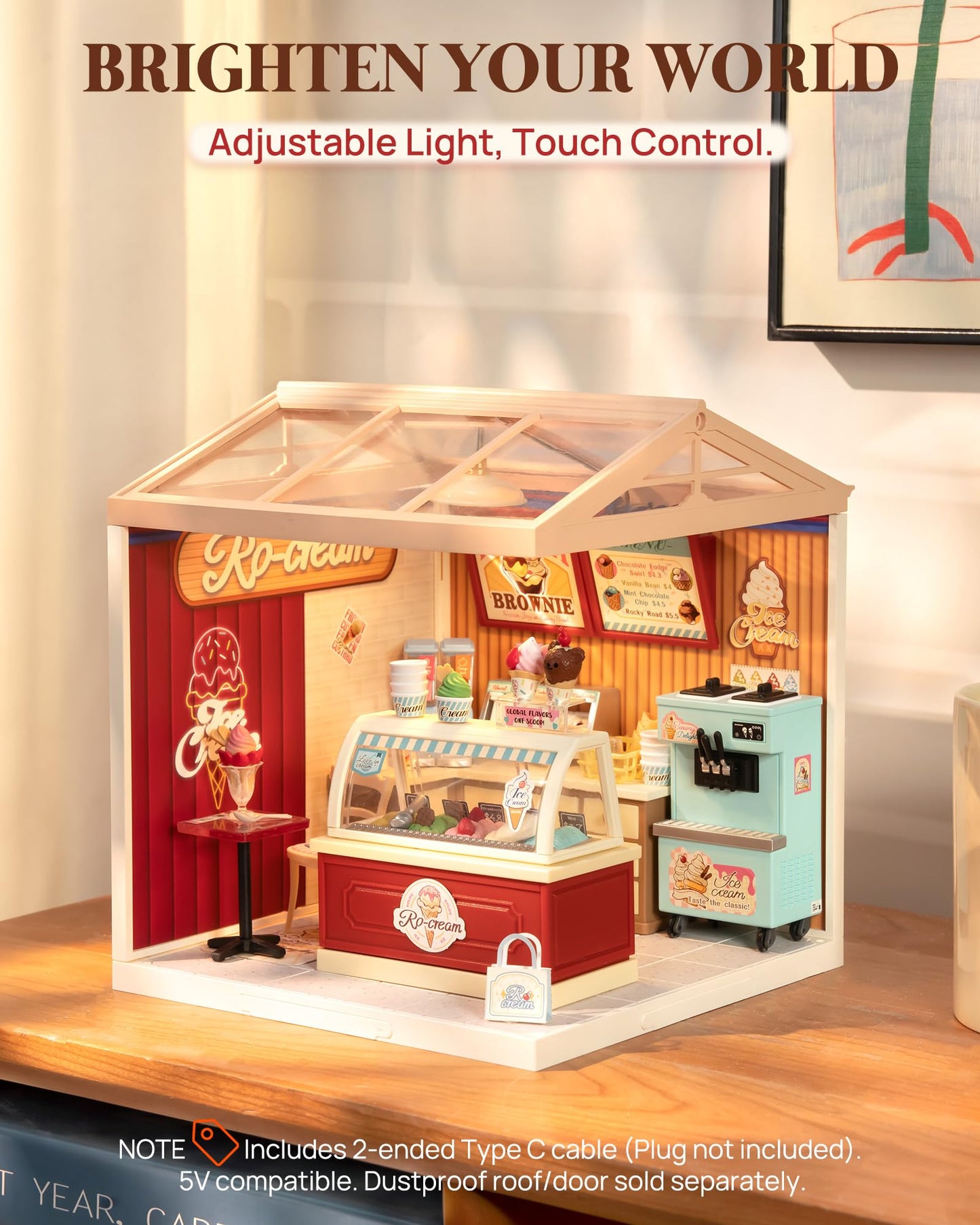 Rolife Super Creator Series: DIY Mini Ice Cream Store Dollhouse Kit for Creative Display