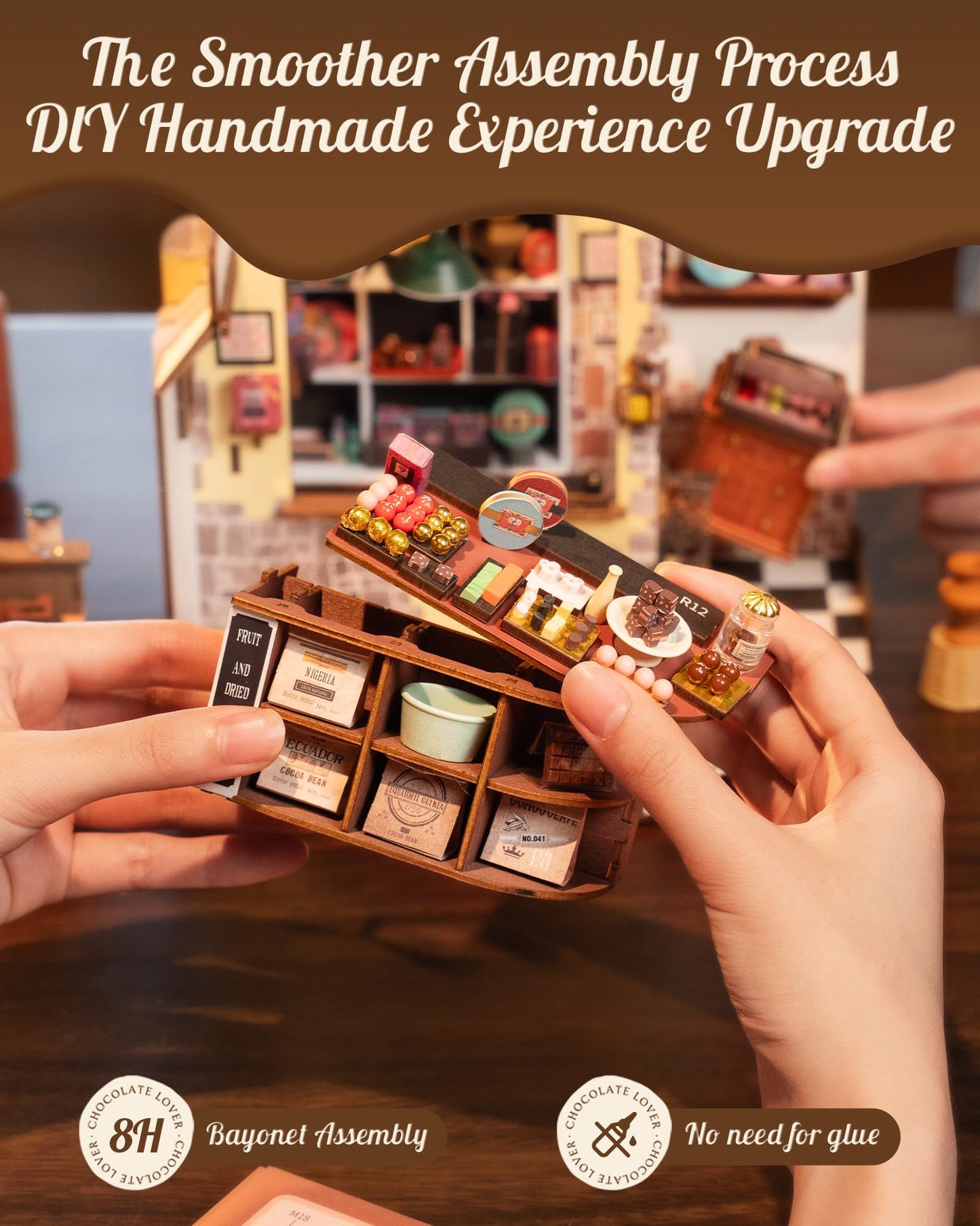 Rolife Henry's Chocolate Shop DIY Miniature Kit — Tiny Book Nook & 3D Puzzle