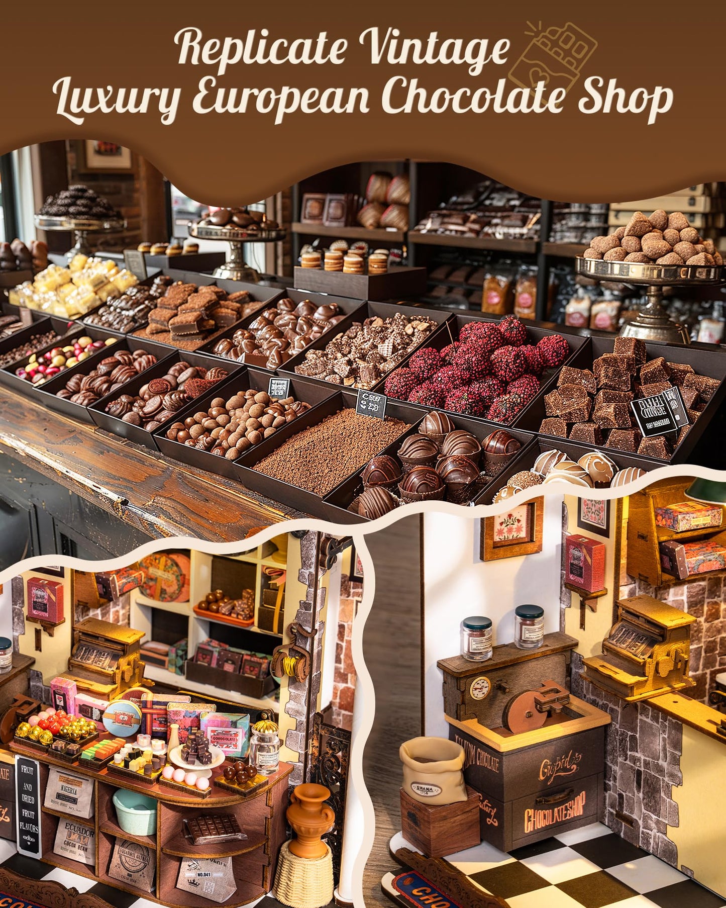 Rolife Henry's Chocolate Shop DIY Miniature Kit — Tiny Book Nook & 3D Puzzle