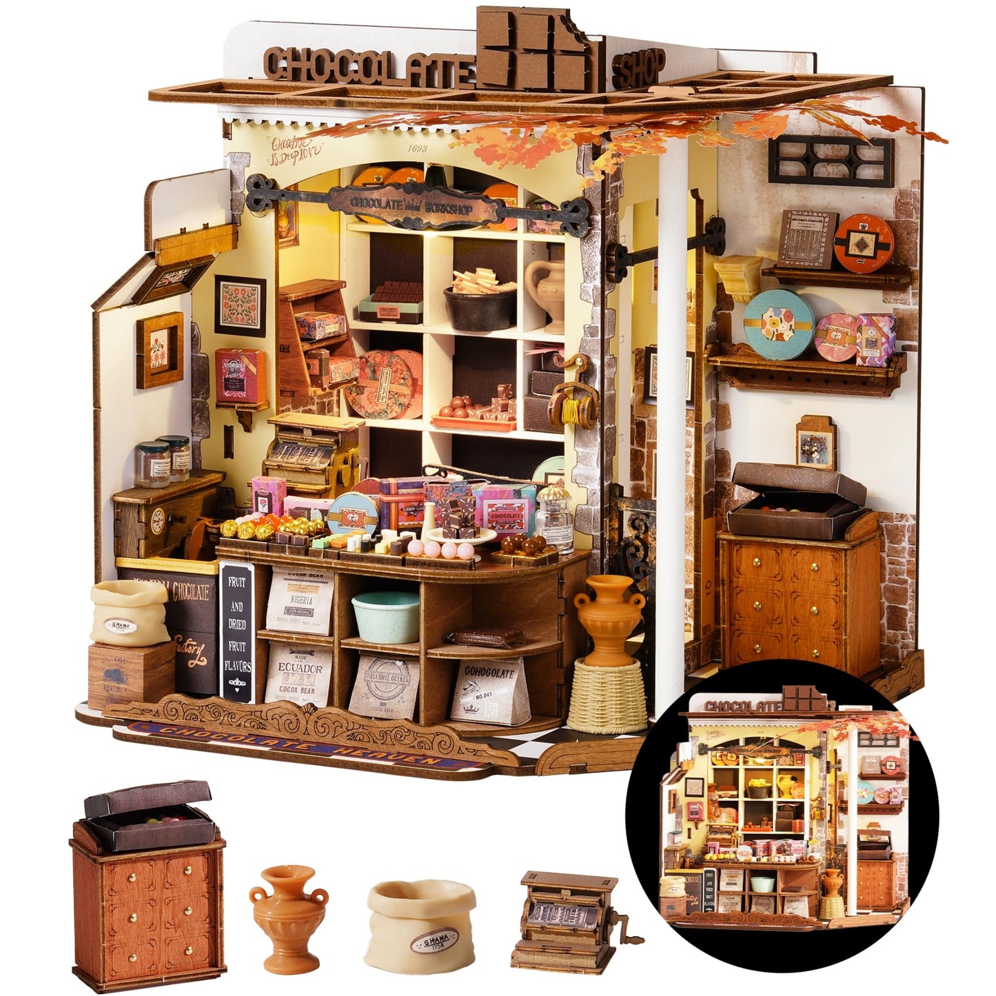 Rolife Henry's Chocolate Shop DIY Miniature Kit — Tiny Book Nook & 3D Puzzle