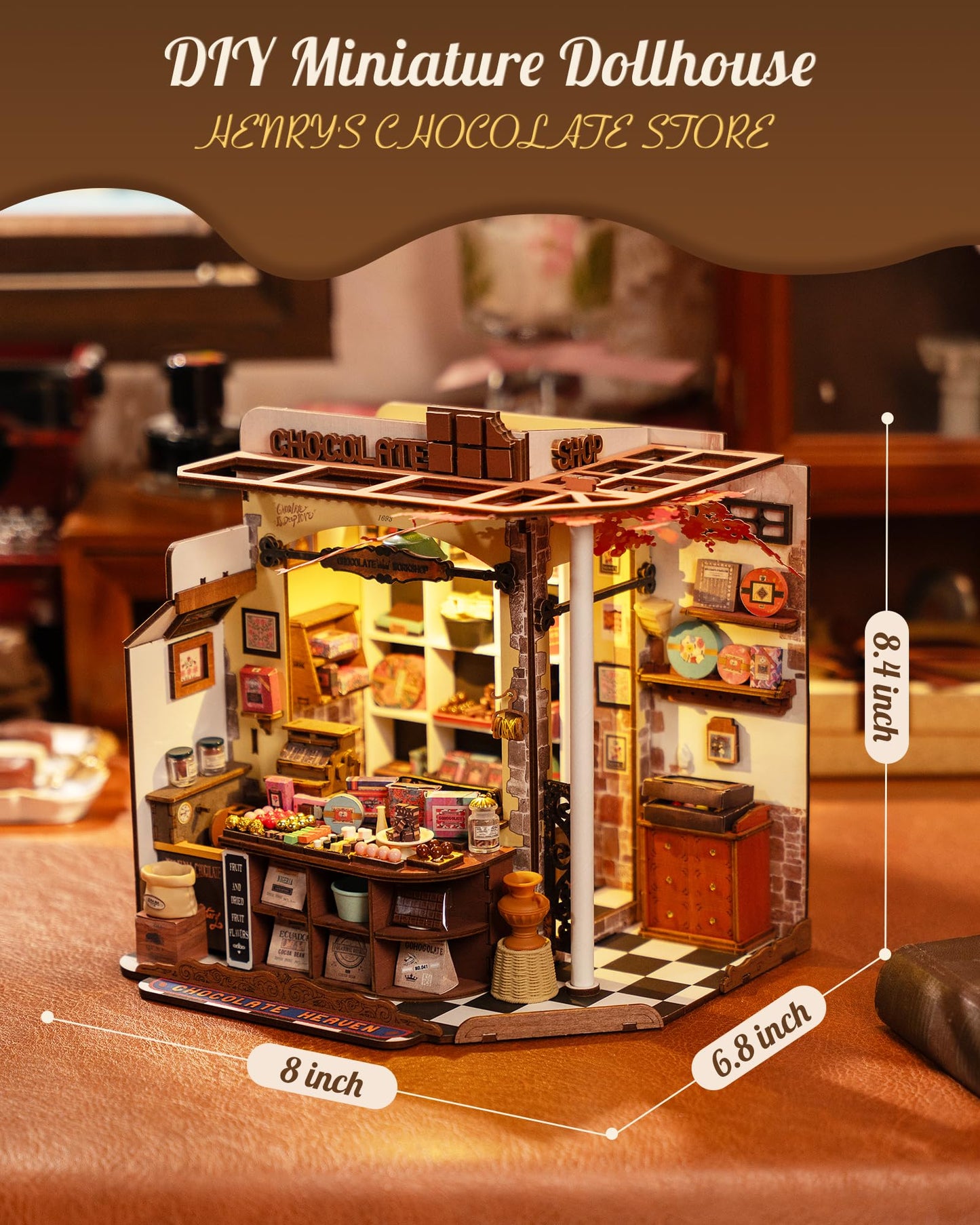 Rolife Henry's Chocolate Shop DIY Miniature Kit — Tiny Book Nook & 3D Puzzle