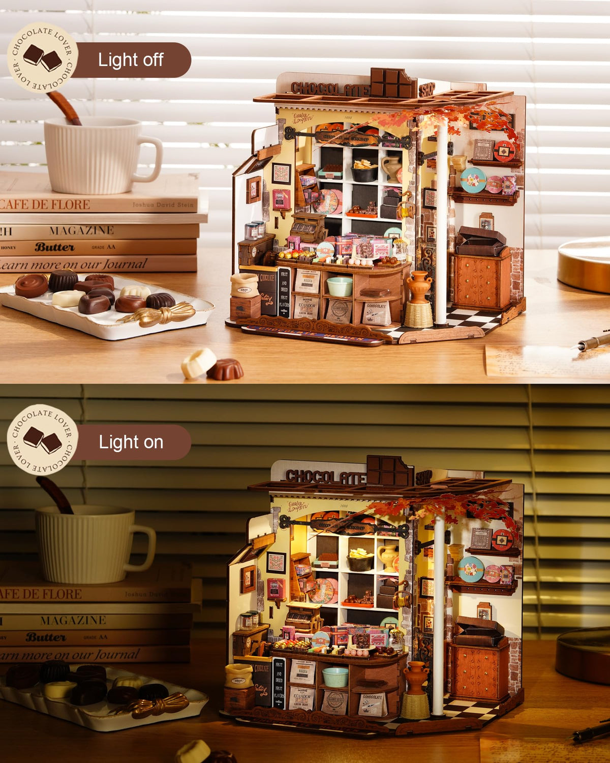 Rolife Henry's Chocolate Shop DIY Miniature Kit – 1:18 Scale Dollhouse
