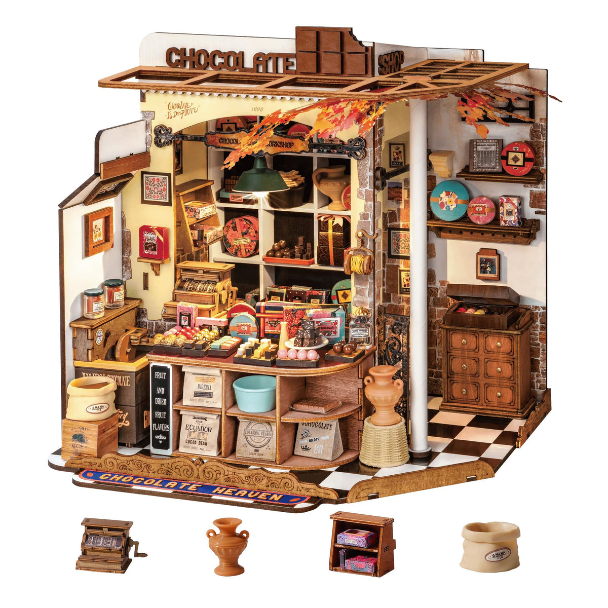 Rolife Henry's Chocolate Shop DIY Miniature Kit – 1:18 Scale Dollhouse
