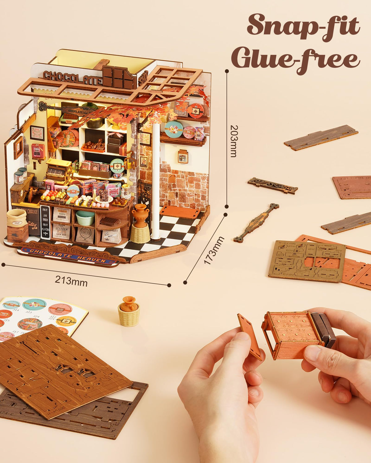 Rolife Henry's Chocolate Shop DIY Miniature Kit – 1:18 Scale Dollhouse