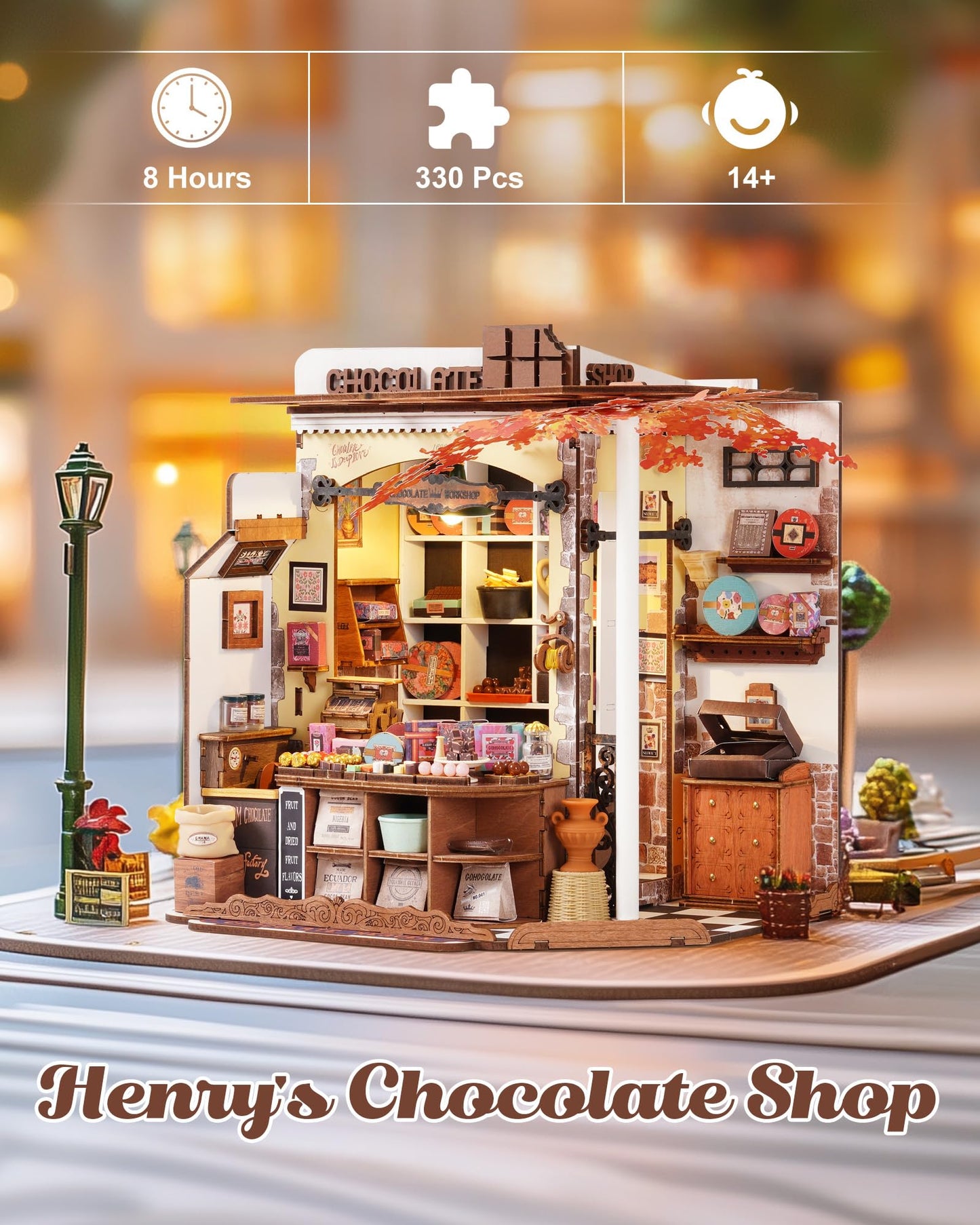 Rolife Henry's Chocolate Shop DIY Miniature Kit – 1:18 Scale Dollhouse