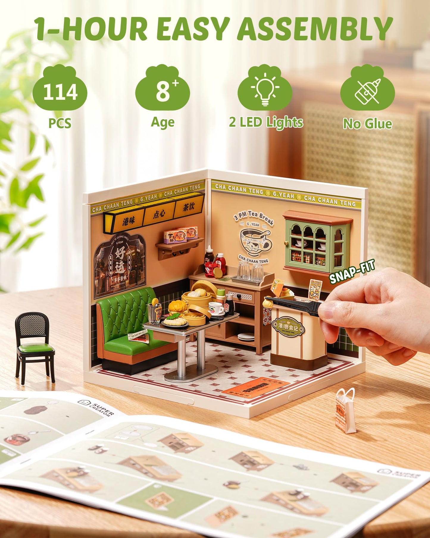 Rolife Super Creator Series: DIY Hong Kong Bites Cafe Dollhouse Kit for Mini Scenery & Collectibles
