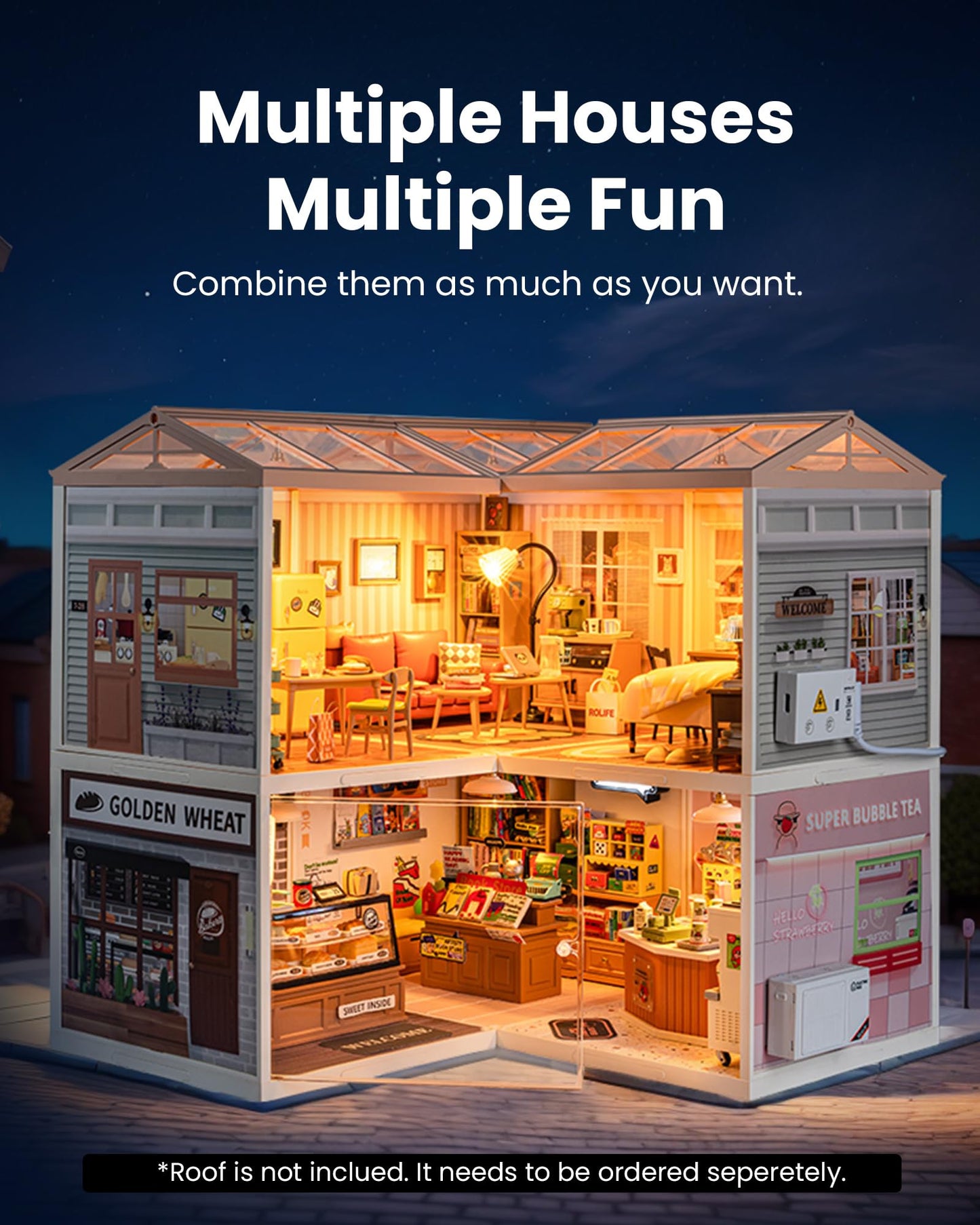 Rolife DIY Miniature House with LED – Cozy Living Lounge Diorama Kit for Adults