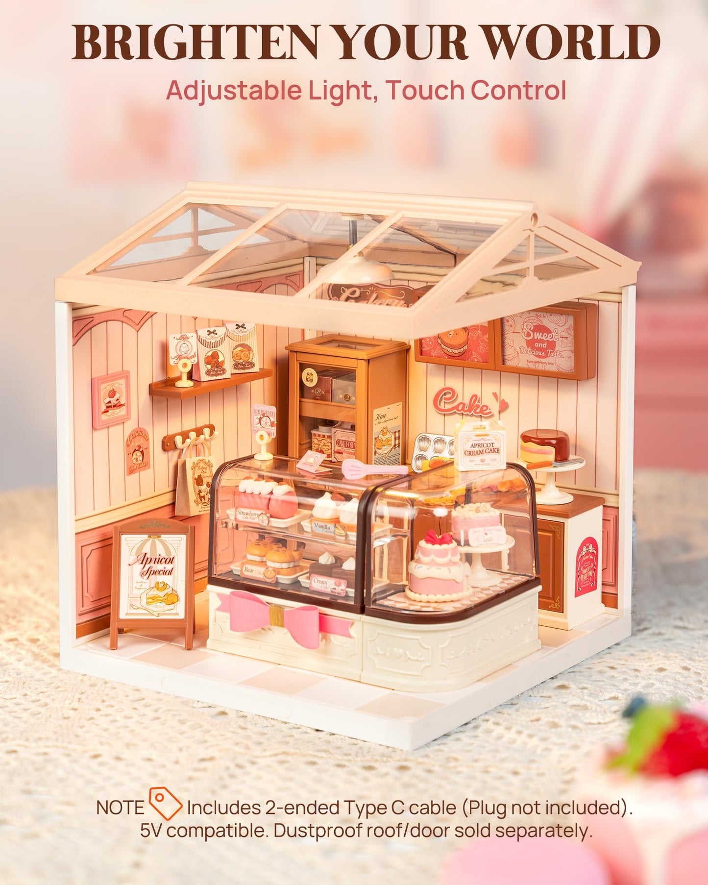 Rolife Super Creator DIY Miniature: Tasty Cake Shop Kit with LED for Adults