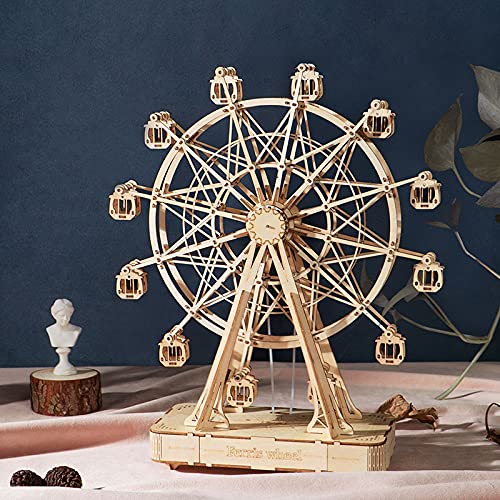 Rolife 3D Wooden Ferris Wheels Music Box Kit – Mechanical DIY Puzzle for Adults & Kids