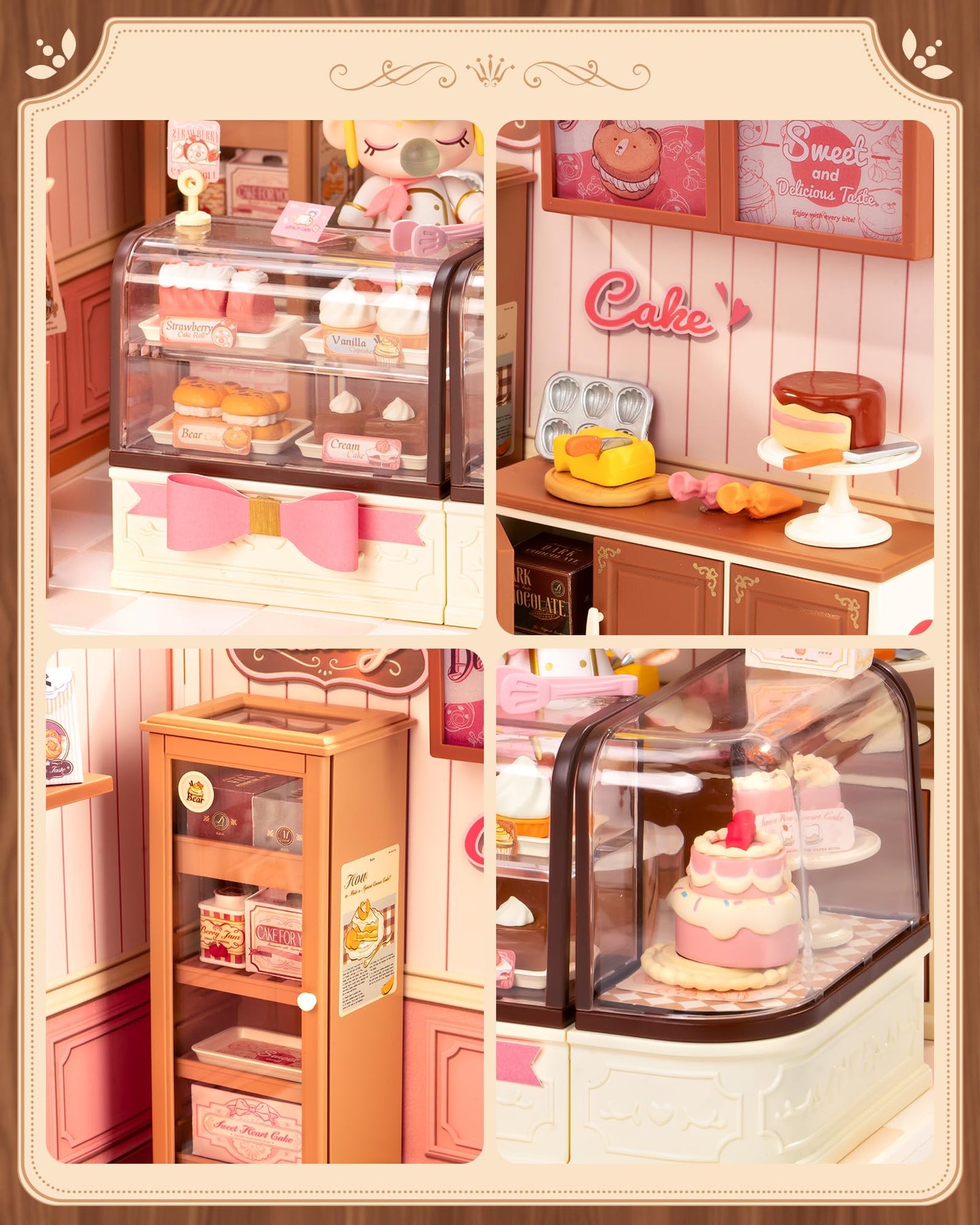 Rolife Super Creator DIY Miniature: Tasty Cake Shop Kit with LED for Adults