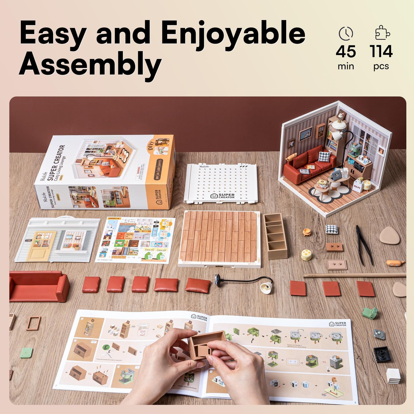 Rolife LED Building Blocks for Adults – 1:24 Miniature House Kits with LED Lighting