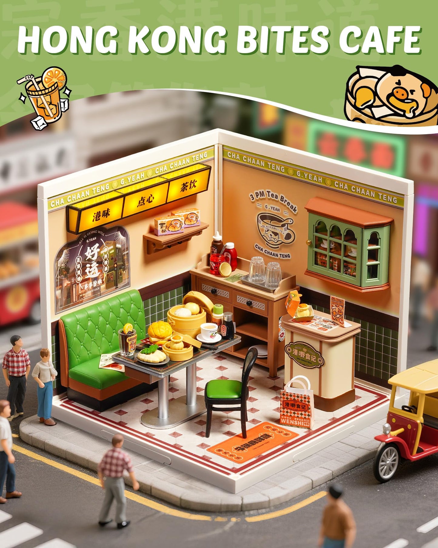 Rolife Super Creator Series: DIY Hong Kong Bites Cafe Dollhouse Kit for Mini Scenery & Collectibles