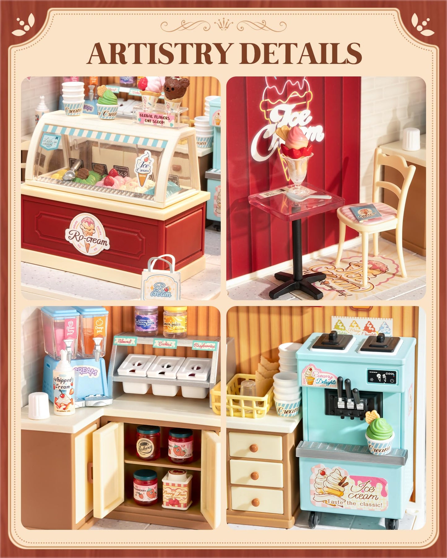 Rolife Super Creator Series: DIY Mini Ice Cream Store Dollhouse Kit for Creative Display